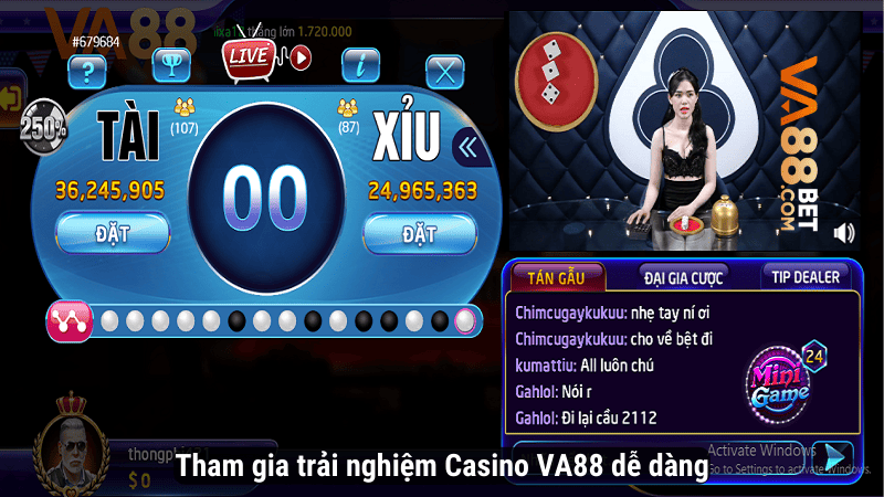 Tham gia trải nghiệm Casino VA88 dễ dàng