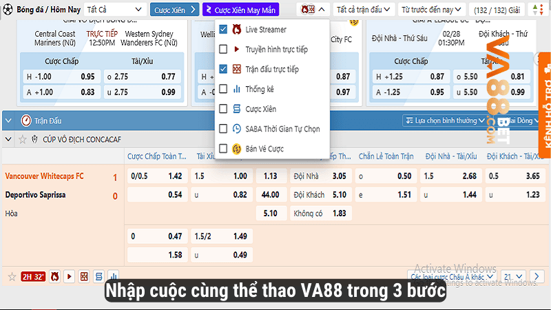 Nhập cuộc cùng thể thao VA88 trong 3 bước